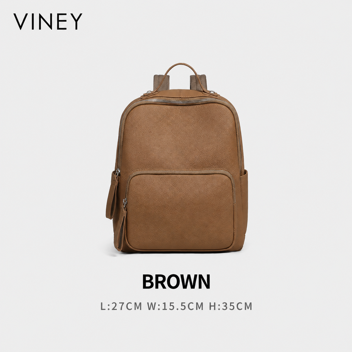VINEY Commuter Genuine Leather Large Capacity Backpack — English product image 6