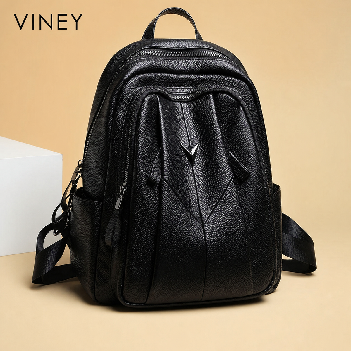 VINEY Genuine Leather Large Capacity Lightweight Laptop Backpack product image 1