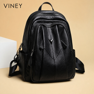 VINEY Genuine Leather Large Capacity Lightweight Laptop Backpack product image 1