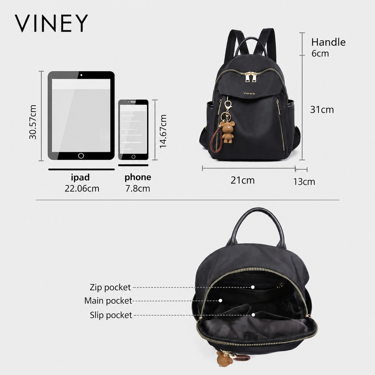 VINEY City Oxford Fabric Large Capacity Backpack — English product image 5