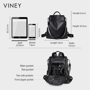 VINEY Genuine Leather Lightweight Backpack product image 5
