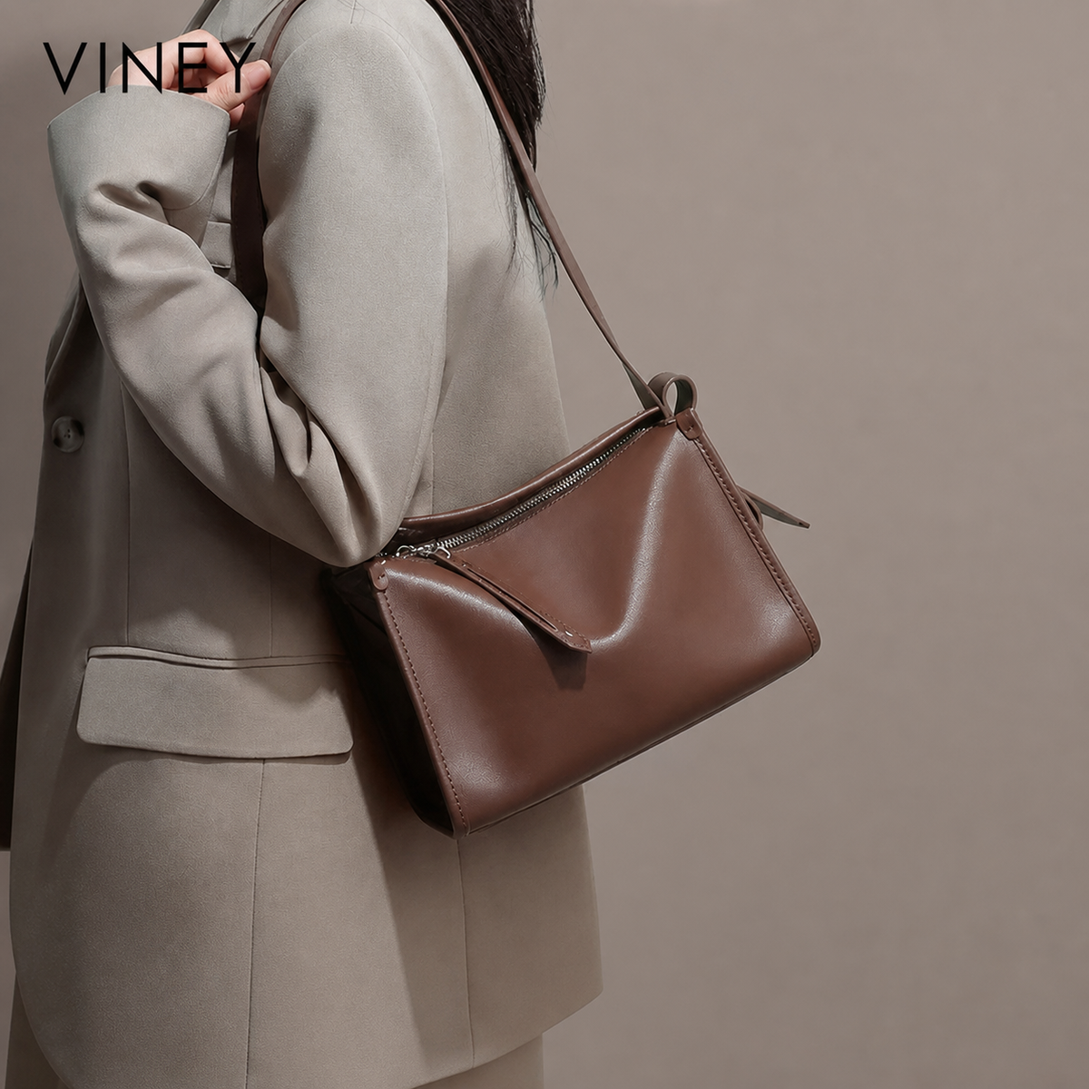 VINEY Everyday Genuine Leather Pillow Convertible Crossbody Bag — English product image 2