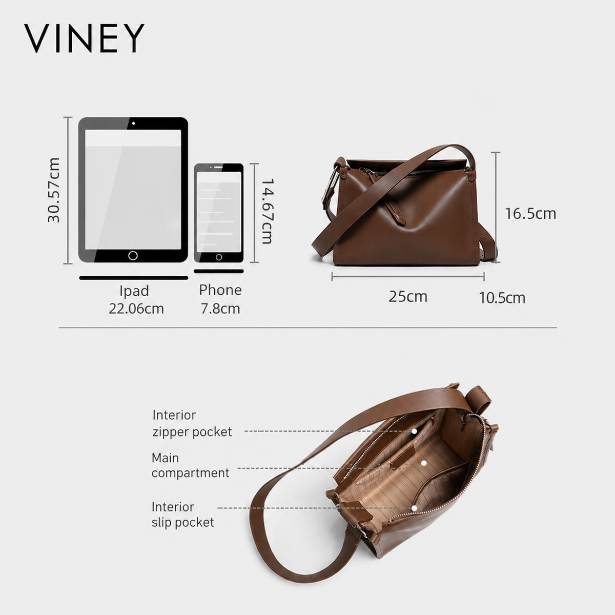 VINEY Everyday Genuine Leather Pillow Convertible Crossbody Bag — English product image 5