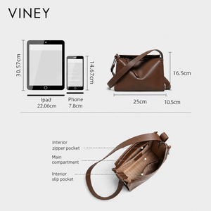 VINEY Everyday Genuine Leather Pillow Convertible Crossbody Bag — English product image 5