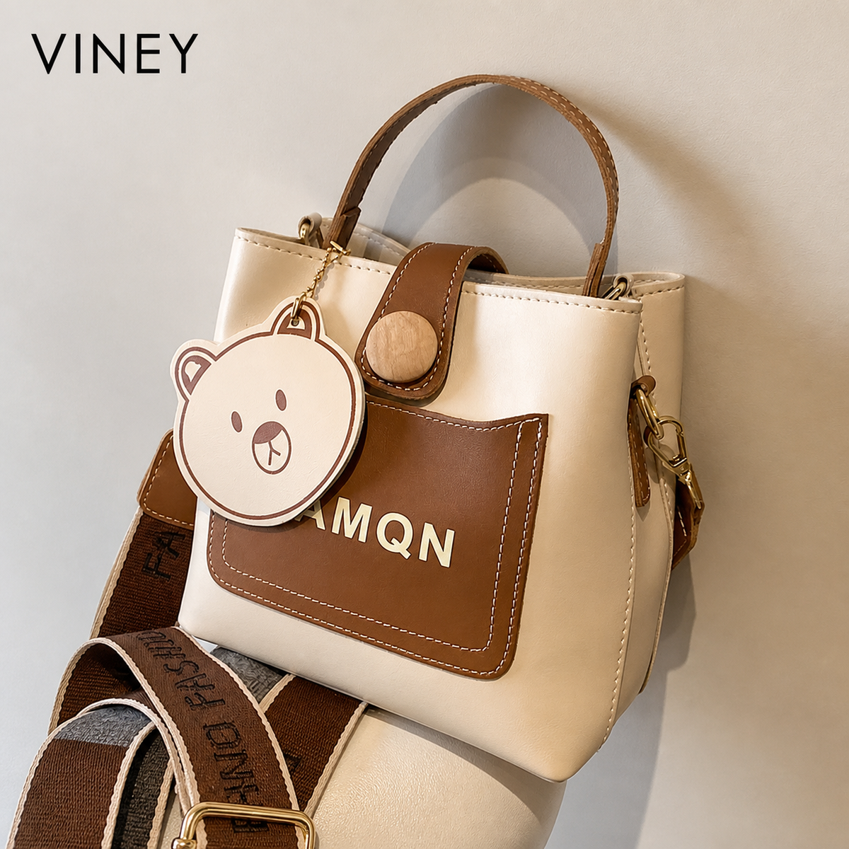 VINEY Weekend Genuine Leather Large Capacity Convertible Bucket Bag product image 1