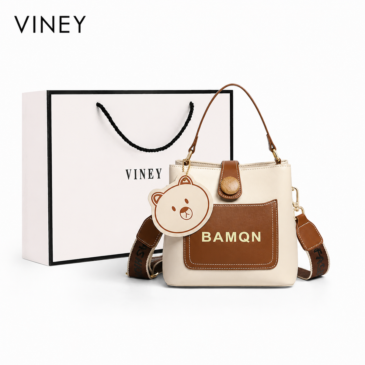 VINEY Weekend Genuine Leather Large Capacity Convertible Bucket Bag product image 2