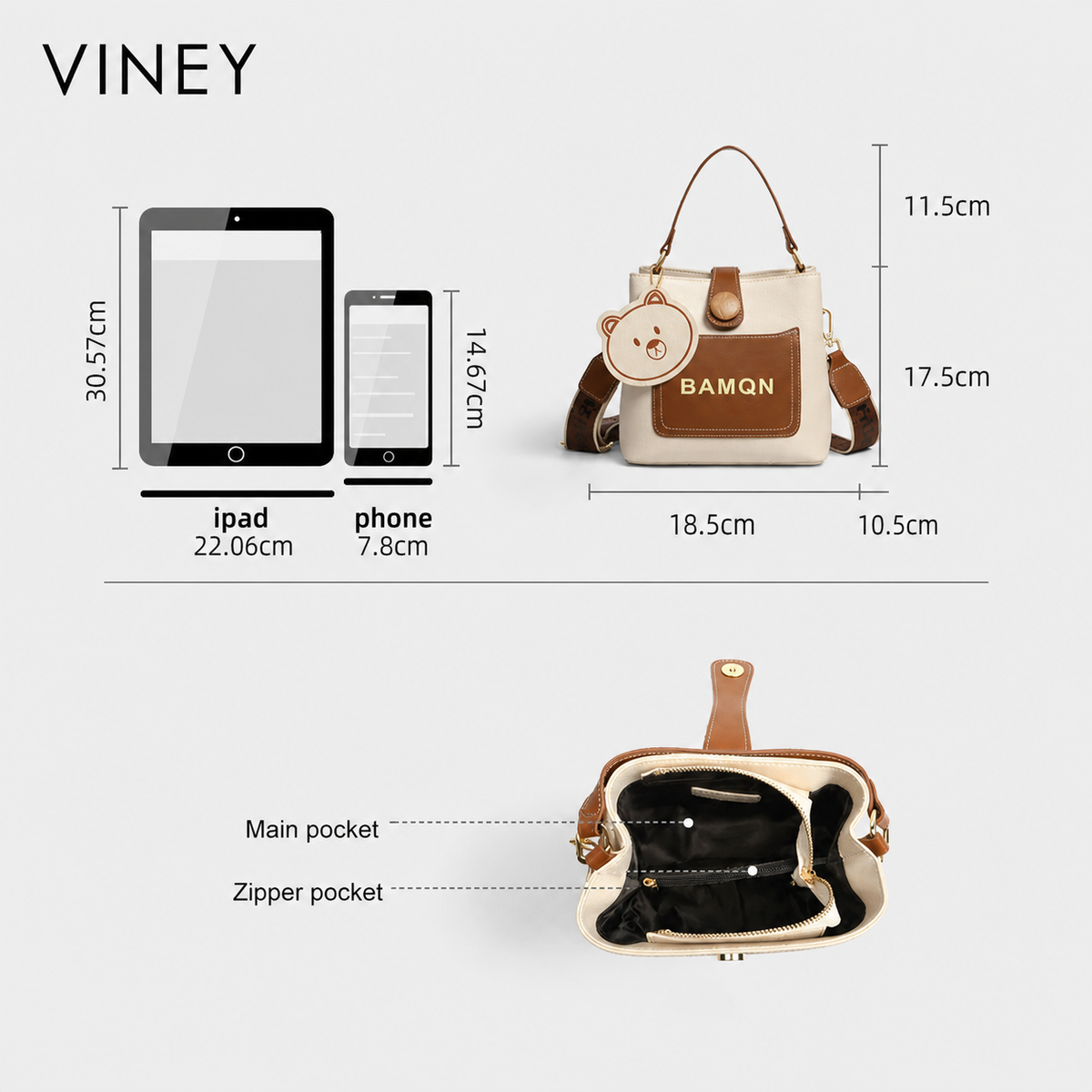 VINEY Weekend Genuine Leather Large Capacity Convertible Bucket Bag product image 5