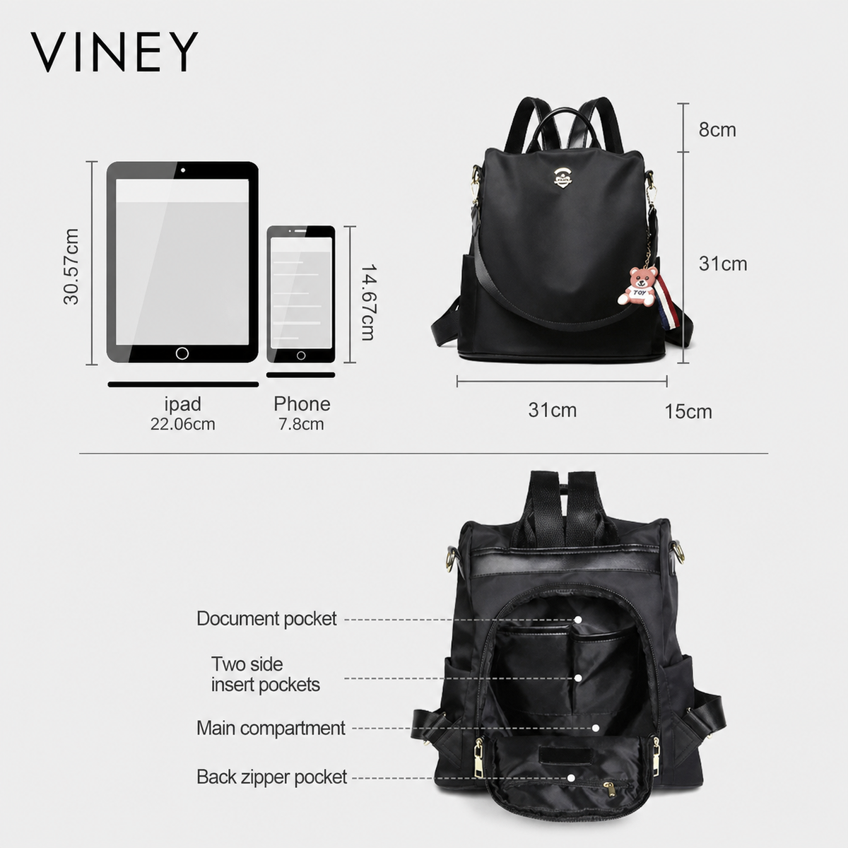 VINEY Urban Oxford Fabric Large Capacity Backpack product image 5