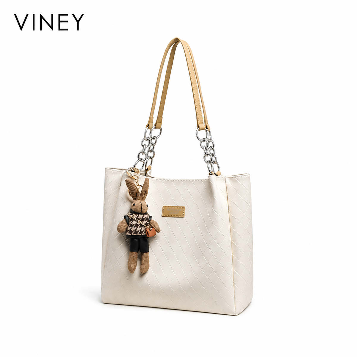 VINEY Genuine Leather Large Capacity Quilted Tote Bag product image 2
