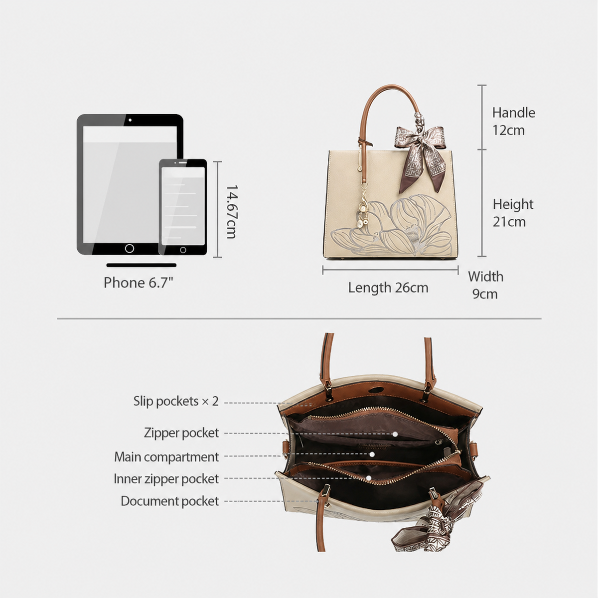 VINEY Modern Genuine Leather Convertible Top-Handle Bag product image 5