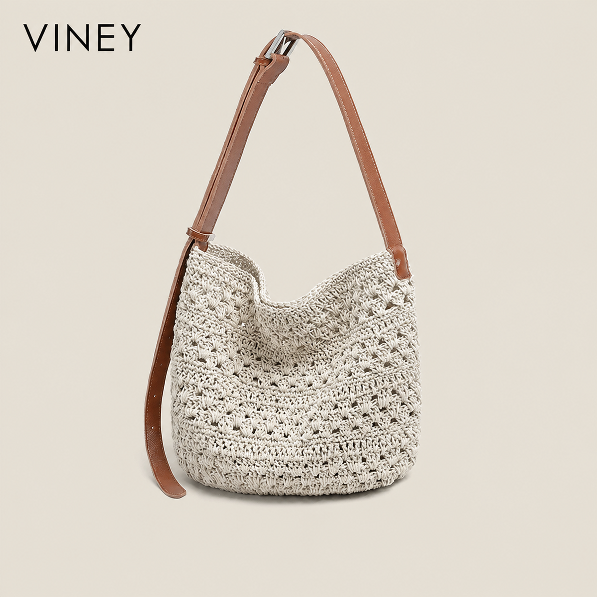 VINEY Weekend Woven Straw Beach Large Capacity Convertible Tote Bag product image 1