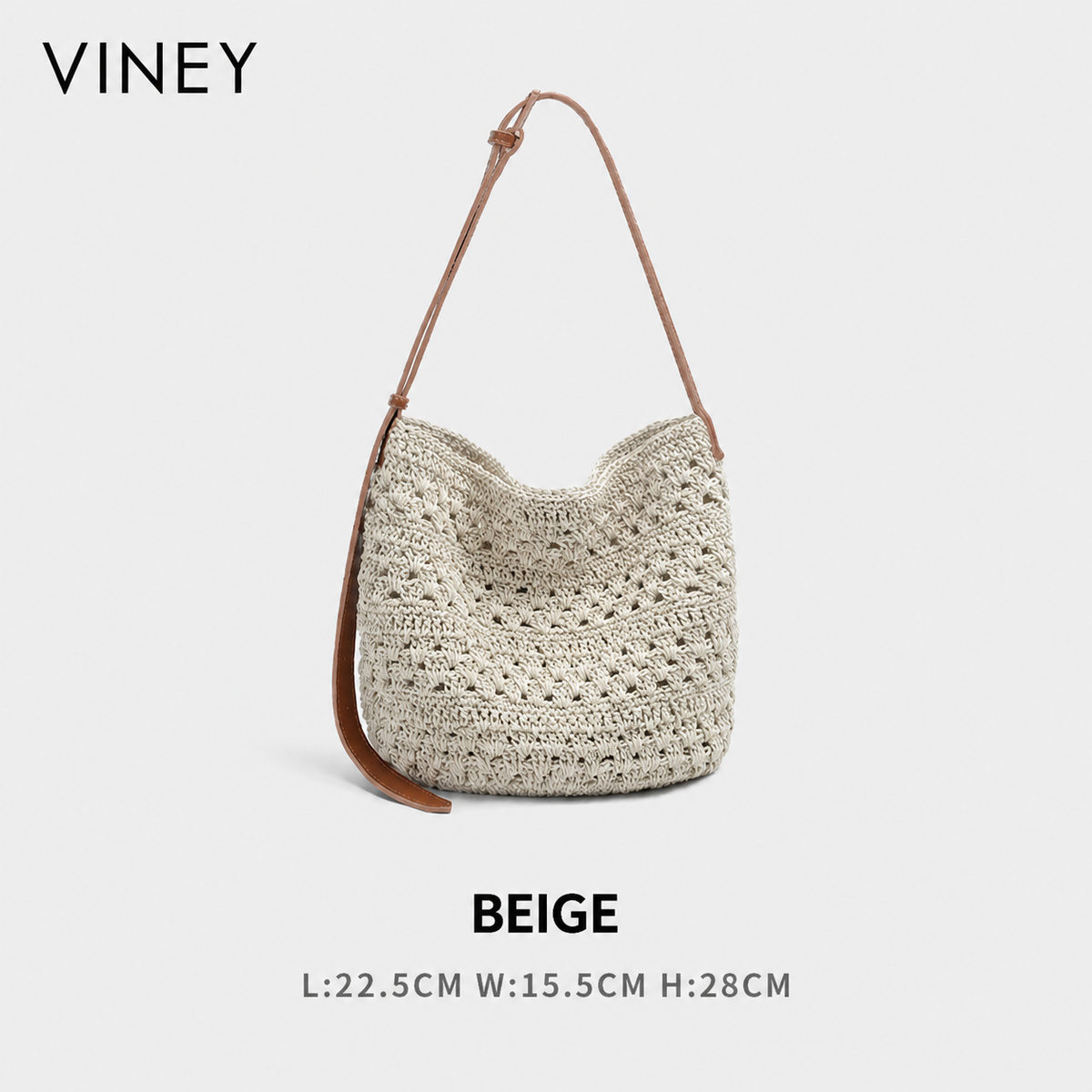 VINEY Weekend Woven Straw Beach Large Capacity Convertible Tote Bag product image 6