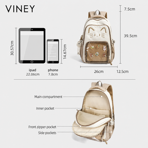 VINEY Contemporary Large Capacity Lightweight Backpack — English product image 5