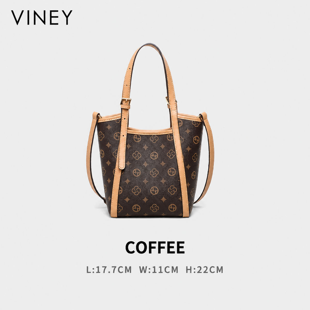 VINEY Basket Convertible Tote Bag in Coffee