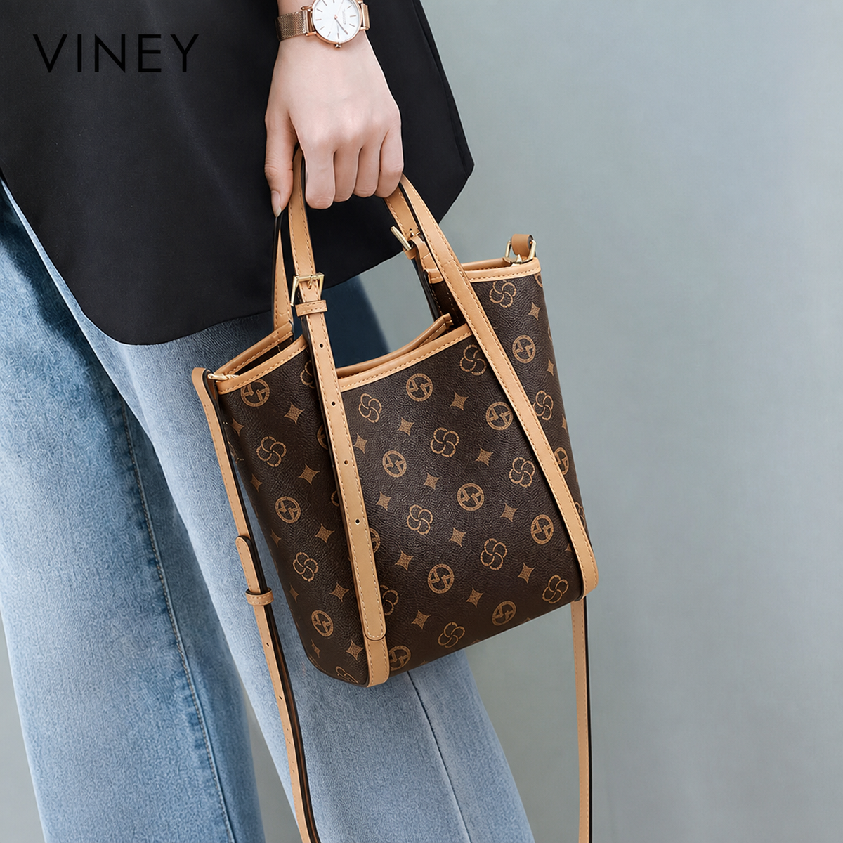 VINEY Basket Convertible Tote Bag lifestyle view