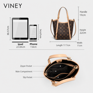 VINEY Basket Convertible Tote Bag dimensions and interior