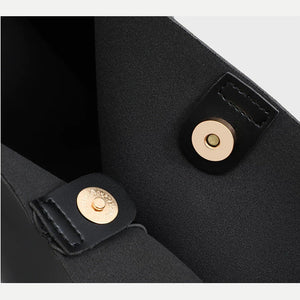VINEY Black Leather Tote and Pouch Set in black