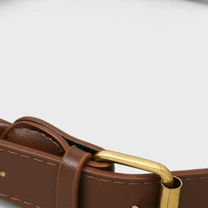 VINEY Brown Leather Hobo Tote and Pouch Set in brown, adjustable buckle detail