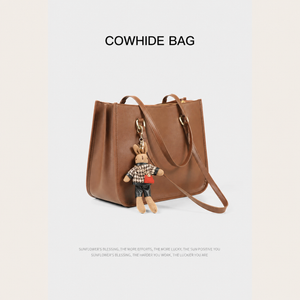 VINEY brown leather structured commuter tote bag