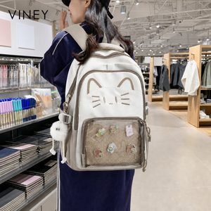 VINEY cream cat backpack lifestyle view