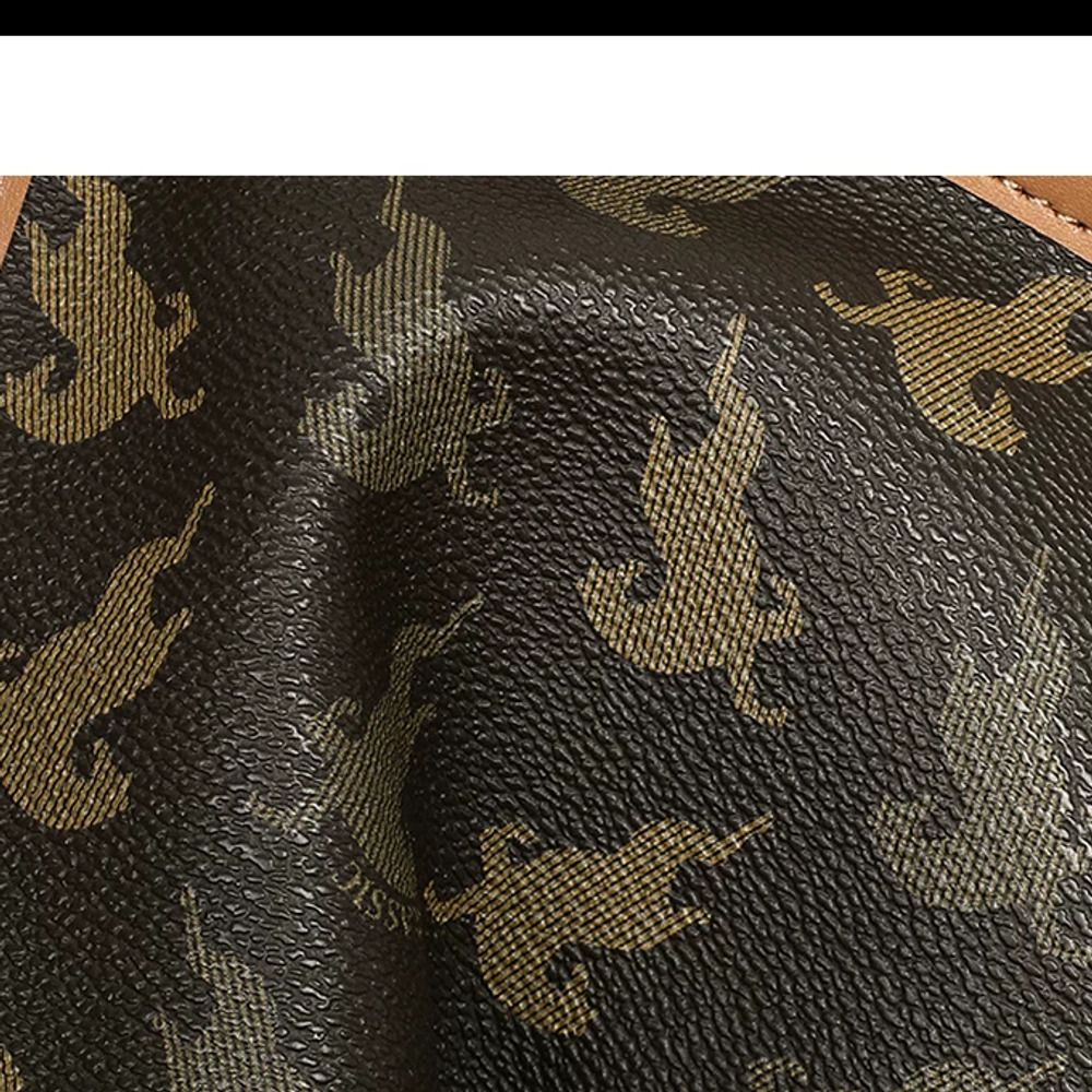 VINEY Cocoa Printed Convertible Tote Bag in cocoa, pattern detail