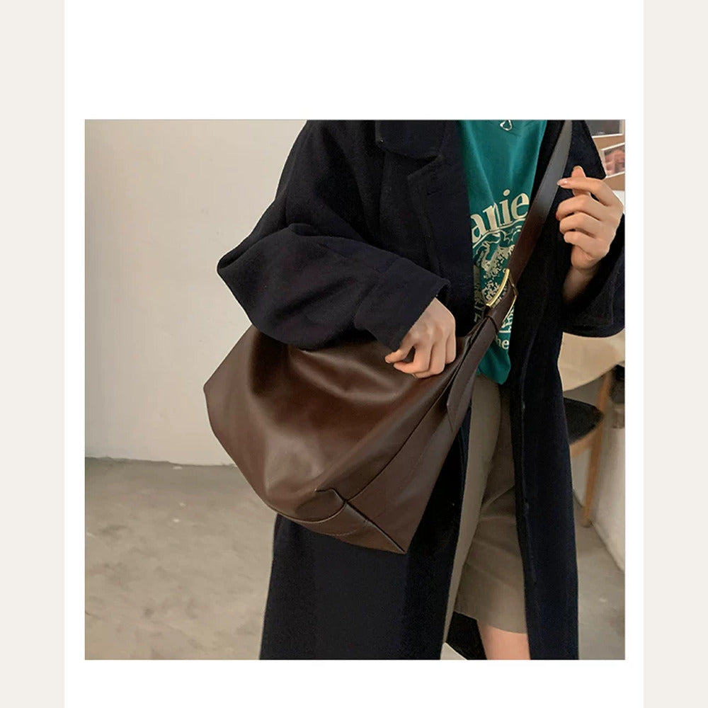 VINEY Coffee Brown Leather Shoulder Tote Bag in coffee brown, hand carry