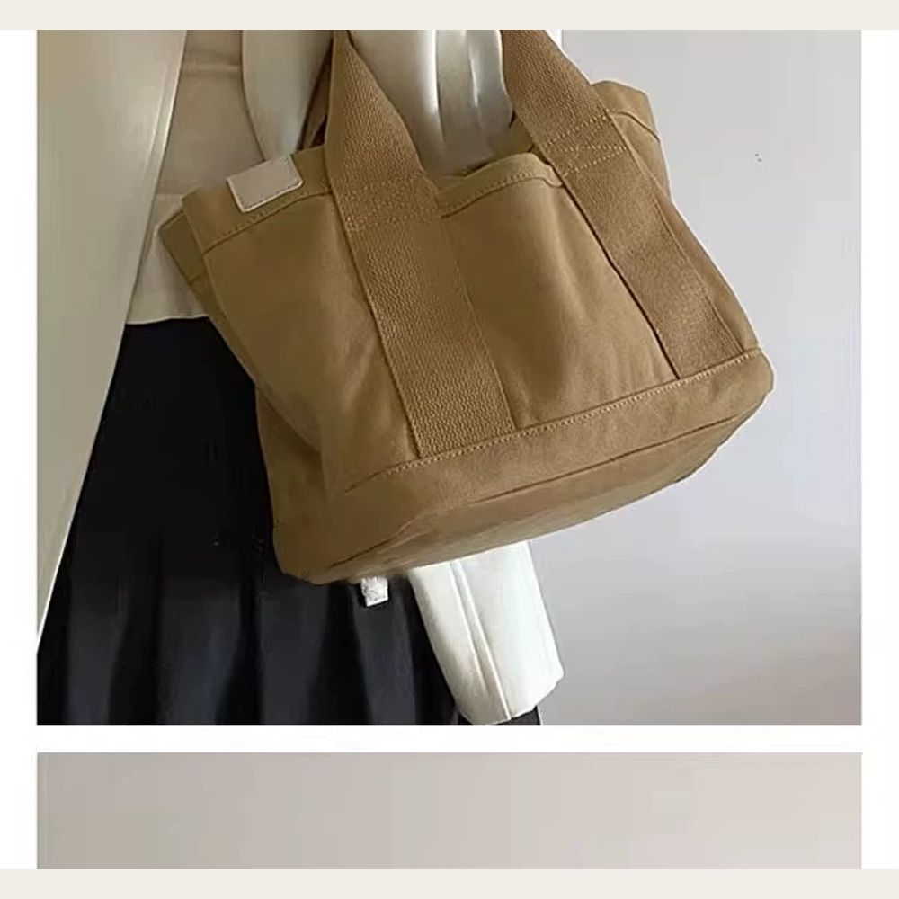 VINEY Compact Canvas Lunch Tote Bag, relaxed carry
