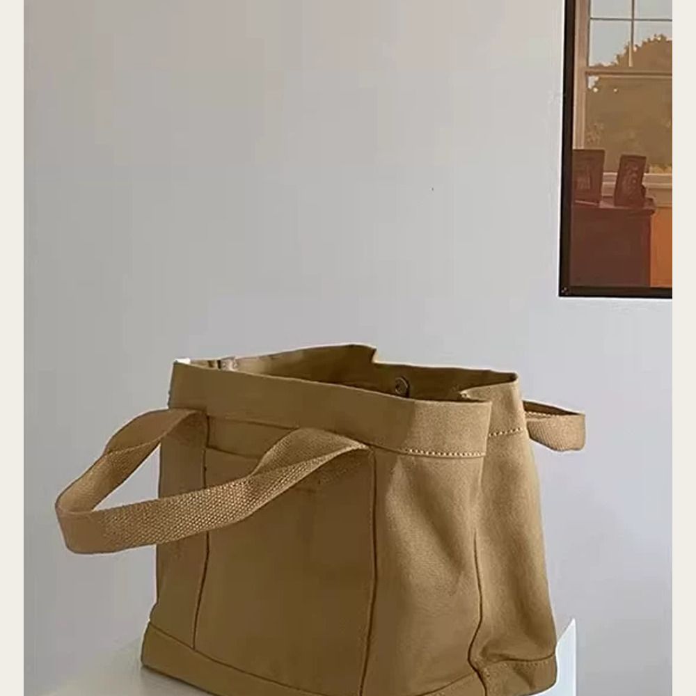 VINEY Compact Canvas Lunch Tote Bag, side profile