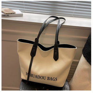 VINEY Ivory Canvas Commuter Tote Bag in ivory, front profile