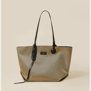 VINEY Khaki Canvas Tote and Crossbody Pouch Set in khaki, front profile