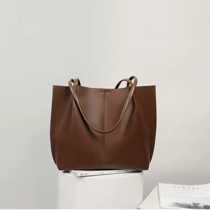 VINEY Large Leather Commuter Tote Bag, front view