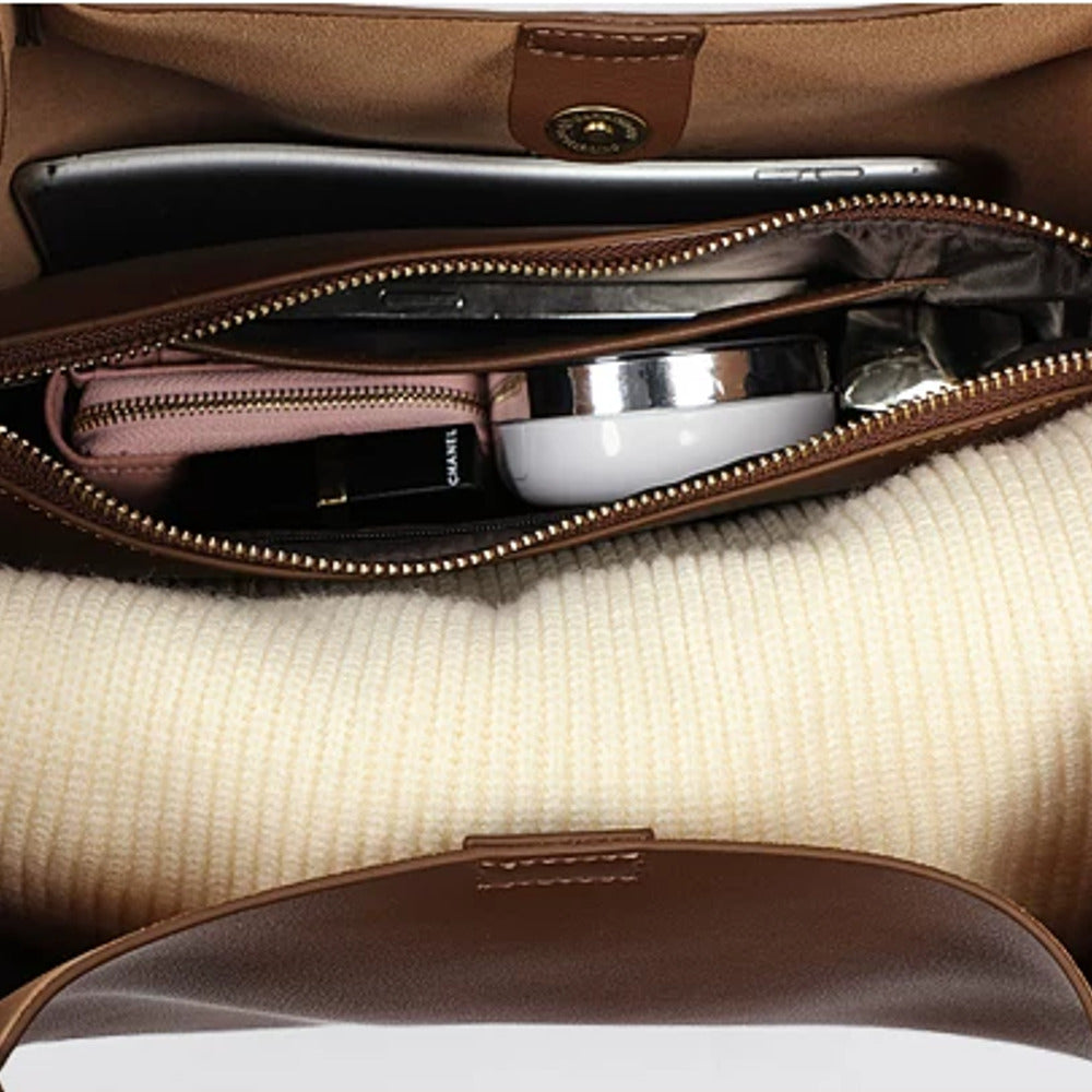 VINEY Large Leather Commuter Tote Bag, roomy interior
