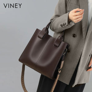VINEY Leather Bucket Tote and Crossbody Bag, shoulder carry