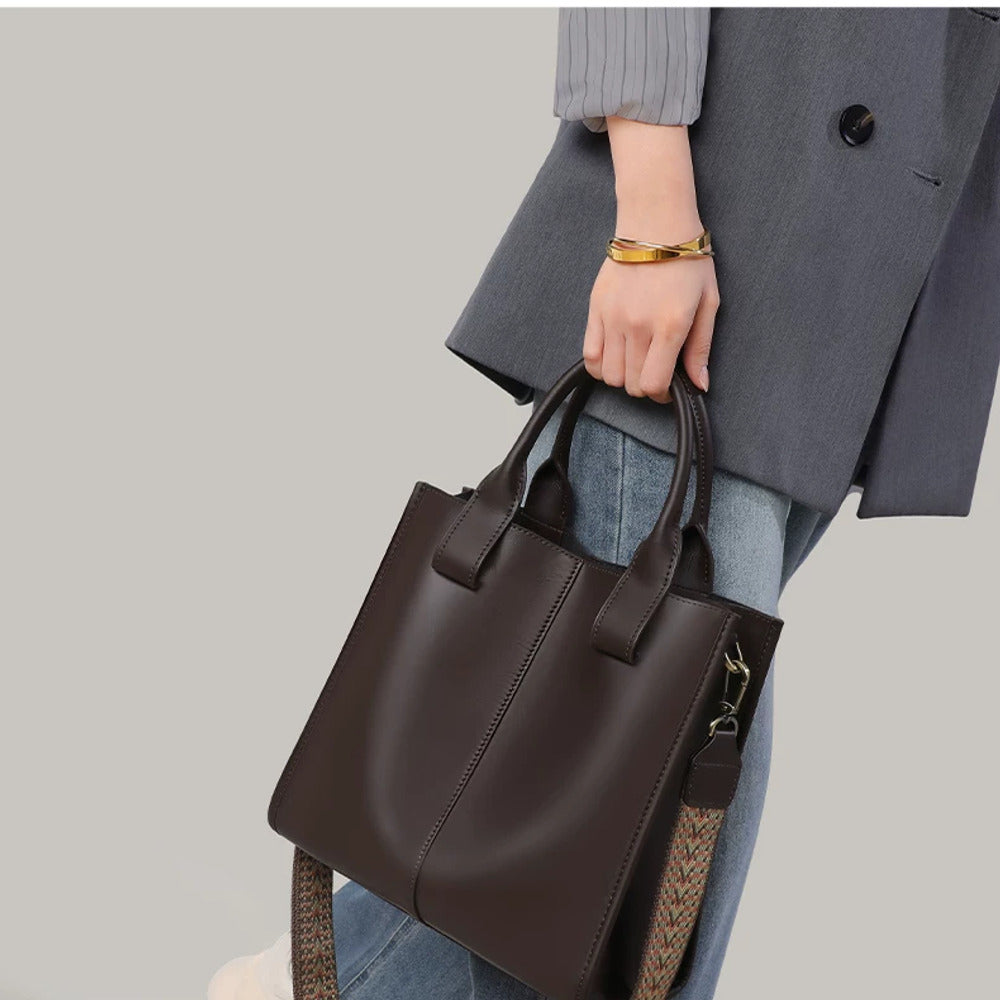 VINEY Leather Bucket Tote and Crossbody Bag, lifestyle view