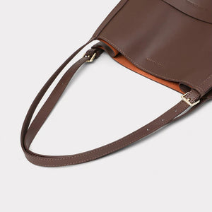 VINEY Leather Bucket Tote Bag with Rabbit Charm, adjustable straps