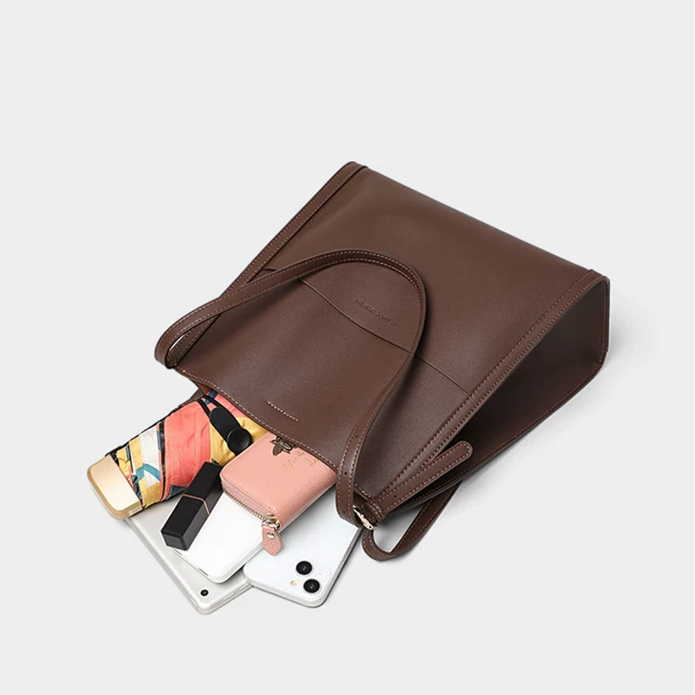 VINEY Leather Bucket Tote Bag with Rabbit Charm, roomy capacity