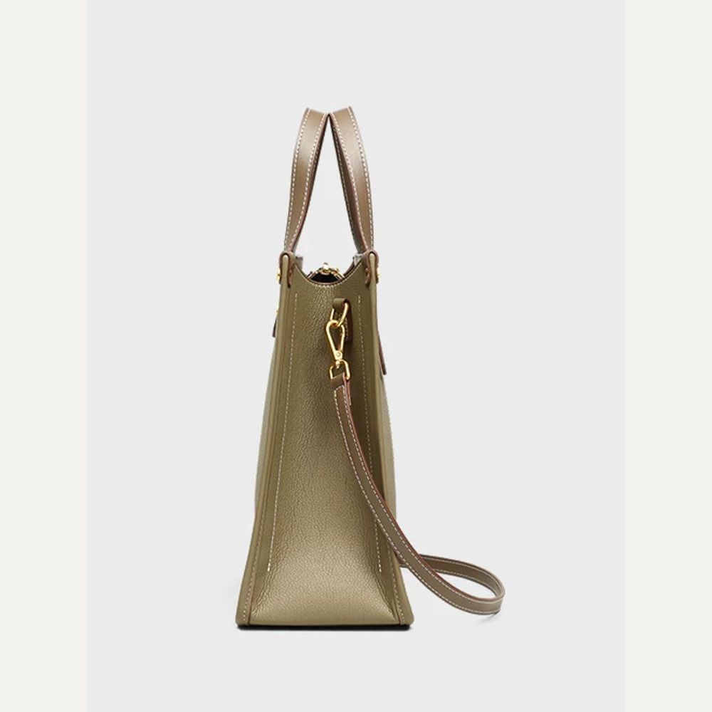 VINEY Leather Convertible Bucket Tote Bag, side profile