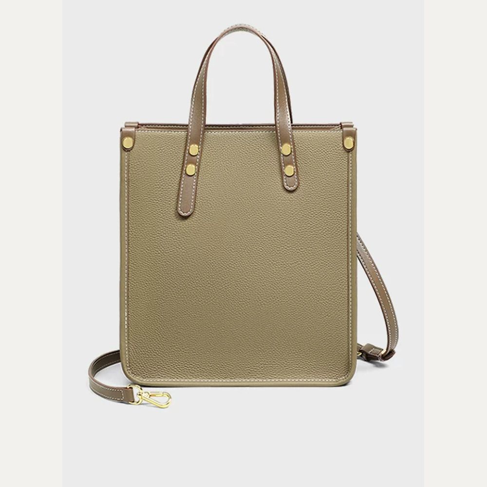 VINEY Leather Convertible Bucket Tote Bag, full front