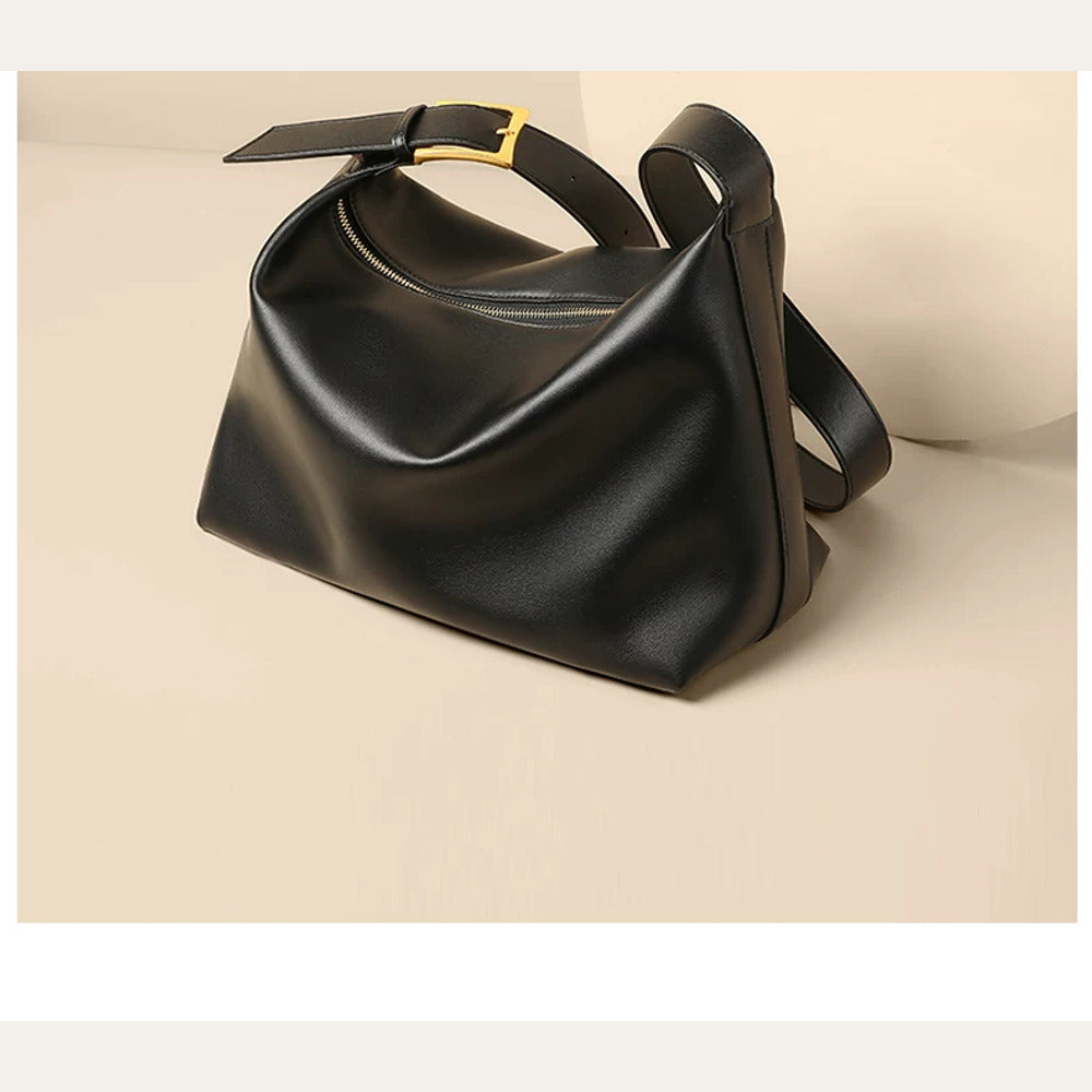 VINEY Genuine Leather Hobo Tote and Shoulder Bag, soft shape view