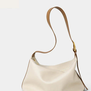 VINEY Genuine Leather Hobo Tote and Shoulder Bag in cream apricot brown