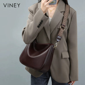 VINEY Genuine Leather Saddle Tote and Crossbody Bag, lifestyle view