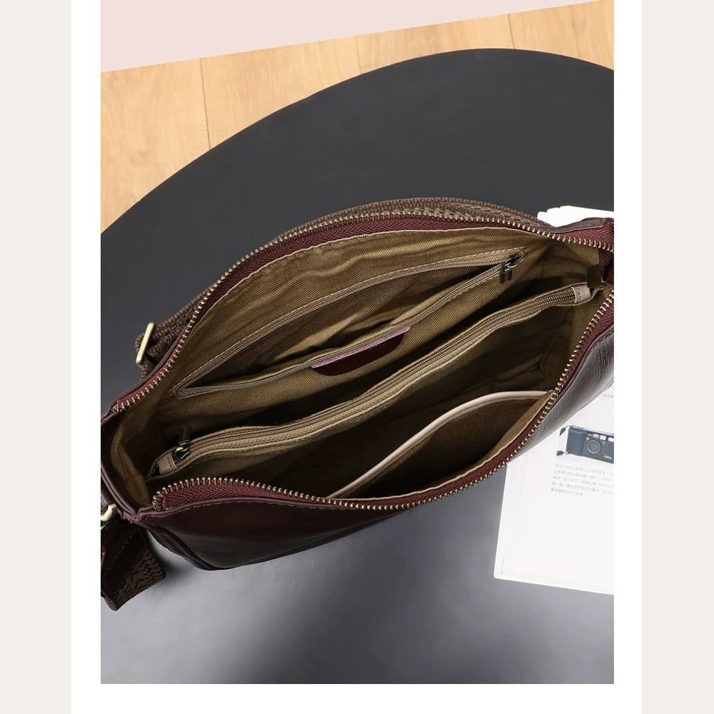 VINEY Genuine Leather Saddle Tote and Crossbody Bag, organized interior
