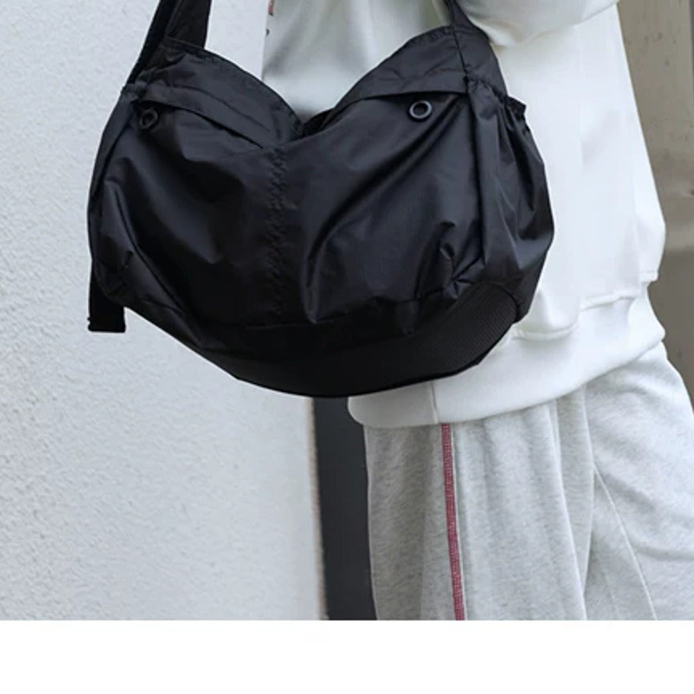 VINEY Lightweight Canvas Crescent Tote Bag, side carry