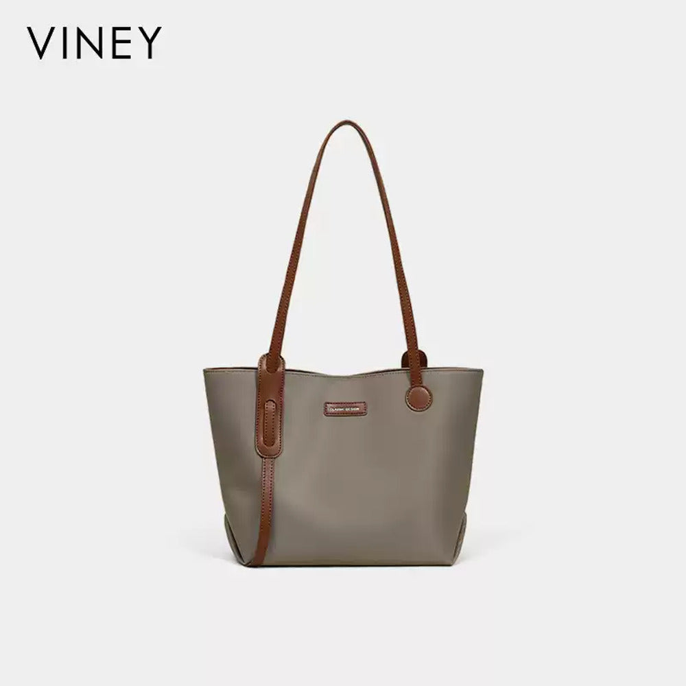 VINEY Lightweight Canvas Commuter Tote Bag in khaki