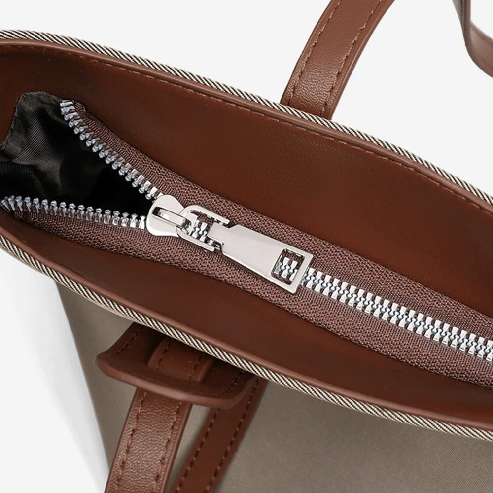 VINEY Lightweight Canvas Commuter Tote Bag, zipper detail