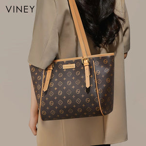 VINEY Coffee Monogram Commuter Tote Bag, model carry