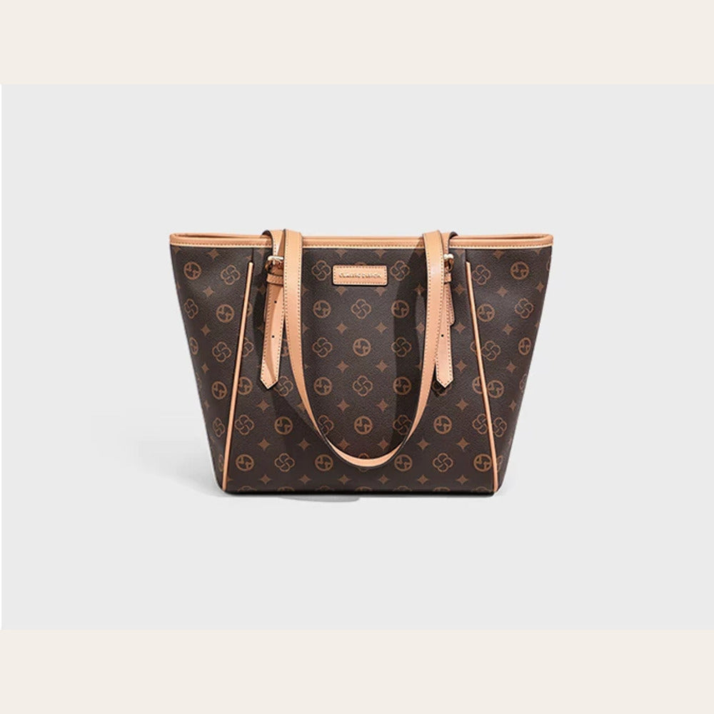 VINEY Coffee Monogram Commuter Tote Bag, studio view