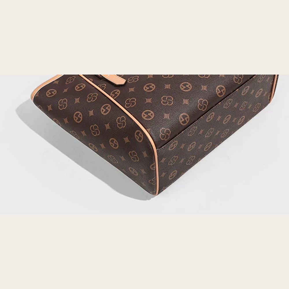 VINEY Coffee Monogram Commuter Tote Bag, base detail