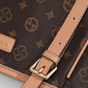 VINEY Coffee Monogram Commuter Tote Bag, adjustable strap