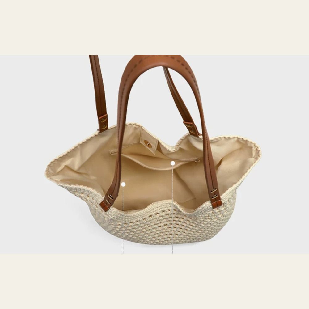 VINEY Open-Knit Resort Tote Bag, snap closure